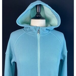 SPYDER Cara Aqua Full Zip Hooded Fleece Lined Jacket Waffle Knit Outdoors M